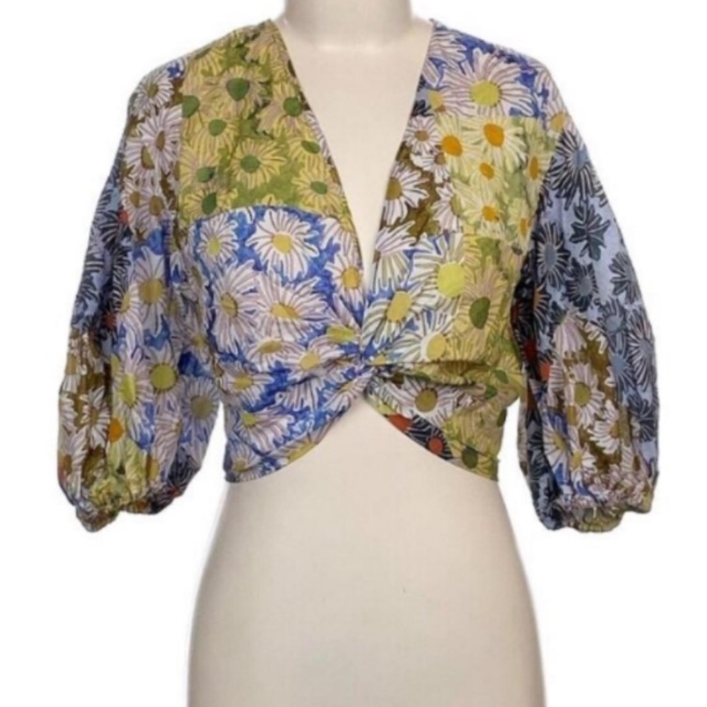 Zara Floral Puff Sleeve Wrap Top